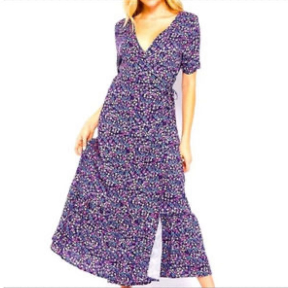 Velvet Torch Purple wrap floral dress Size XS